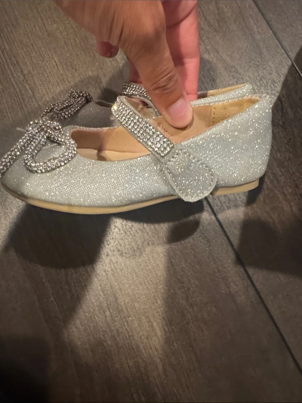 Girls Sparkle Bow Mary Jane Dress Shoes in Silver